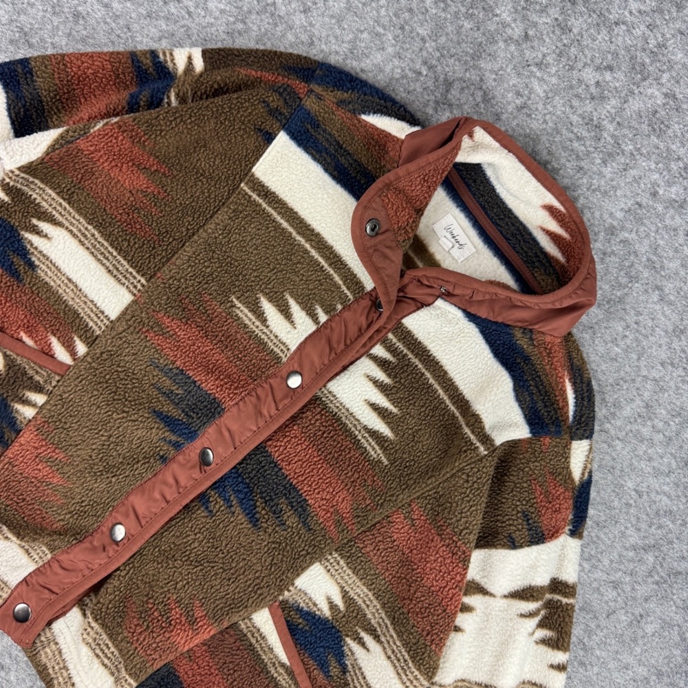 Weekends Everyday Rust Brown Aztec Fleece Snap Front Jacket J1077PFKRS Womens S